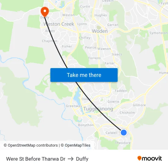 Were St Before Tharwa Dr to Duffy map