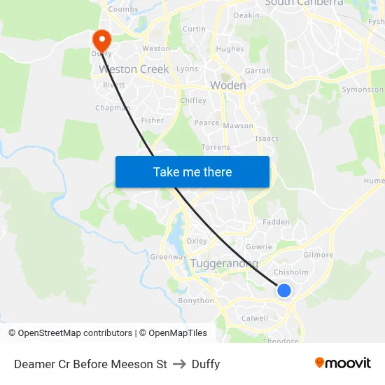 Deamer Cr Before Meeson St to Duffy map