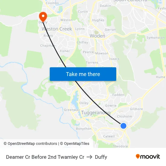 Deamer Cr Before 2nd Twamley Cr to Duffy map