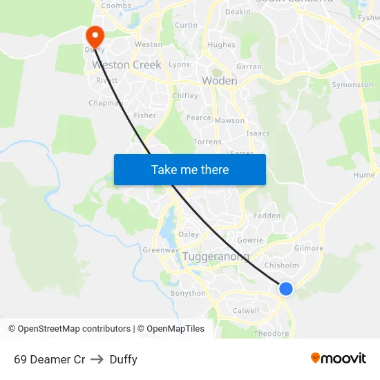 69 Deamer Cr to Duffy map