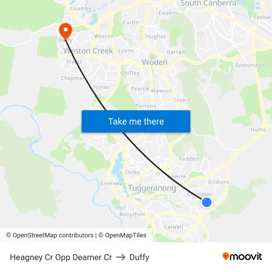 Heagney Cr Opp Deamer Cr to Duffy map