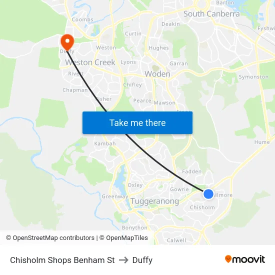 Chisholm Shops Benham St to Duffy map