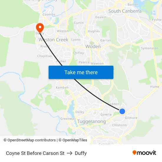 Coyne St Before Carson St to Duffy map
