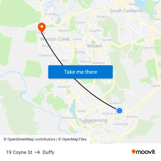 19 Coyne St to Duffy map