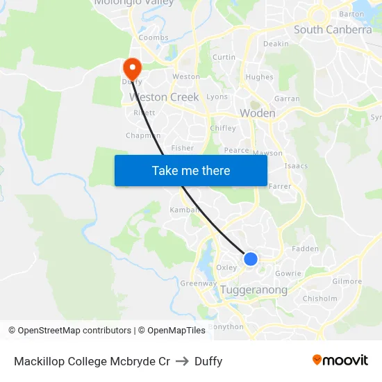 Mackillop College Mcbryde Cr to Duffy map