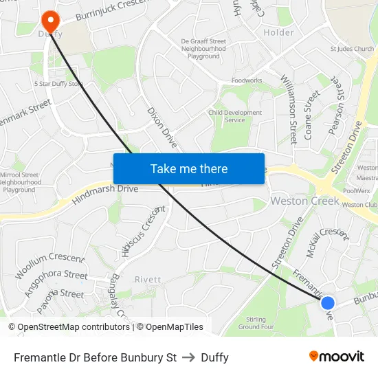Fremantle Dr Before Bunbury St to Duffy map