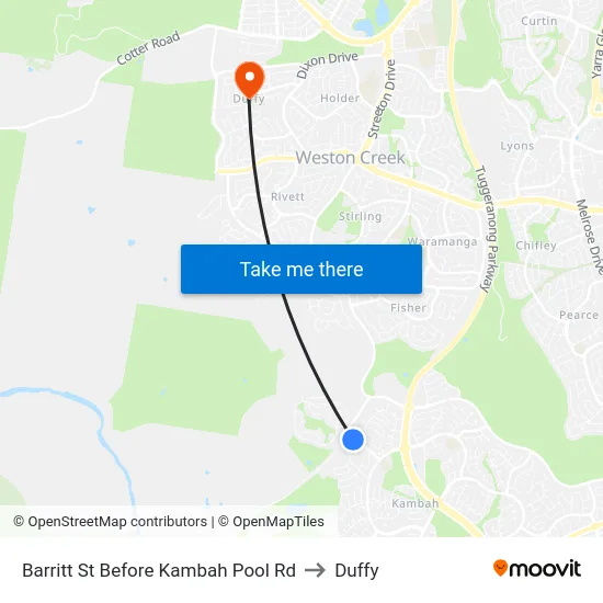 Barritt St Before Kambah Pool Rd to Duffy map