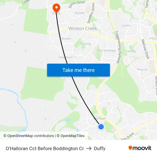 O'Halloran Cct Before Boddington Cr to Duffy map
