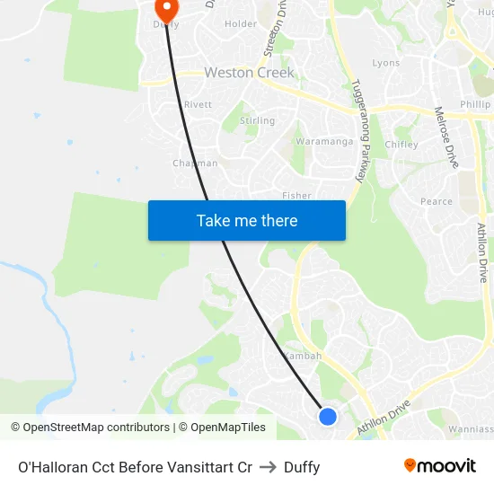 O'Halloran Cct Before Vansittart Cr to Duffy map