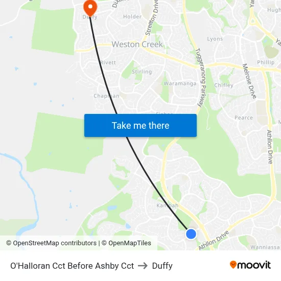 O'Halloran Cct Before Ashby Cct to Duffy map