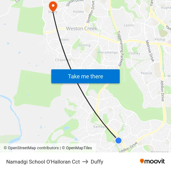 Namadgi School O'Halloran Cct to Duffy map