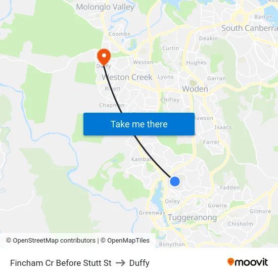 Fincham Cr Before Stutt St to Duffy map
