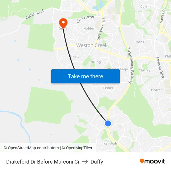 Drakeford Dr Before Marconi Cr to Duffy map