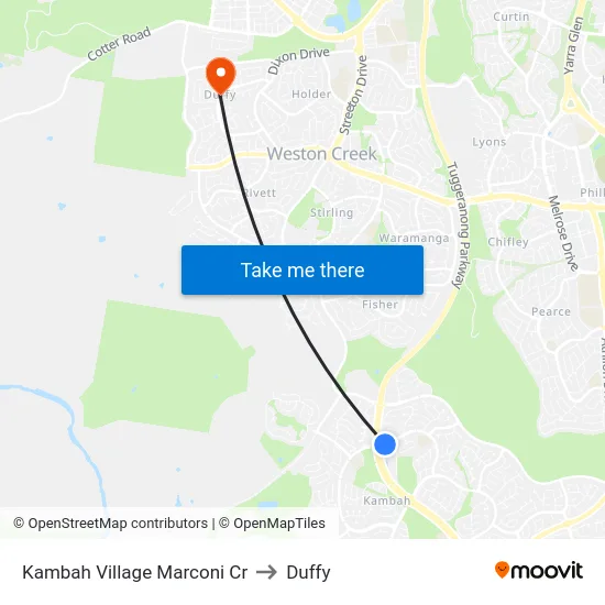 Kambah Village Marconi Cr to Duffy map