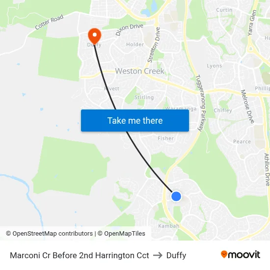 Marconi Cr Before 2nd Harrington Cct to Duffy map