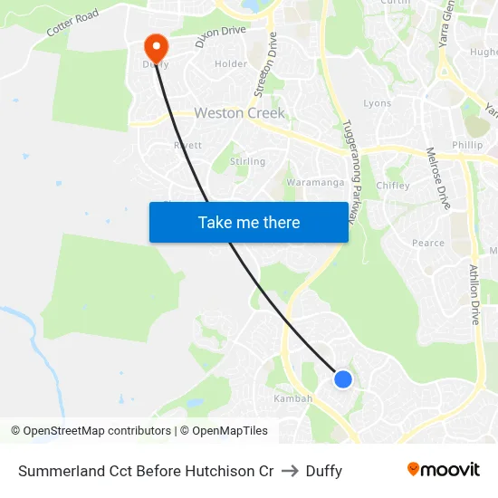 Summerland Cct Before Hutchison Cr to Duffy map