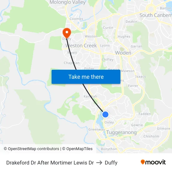 Drakeford Dr After Mortimer Lewis Dr to Duffy map