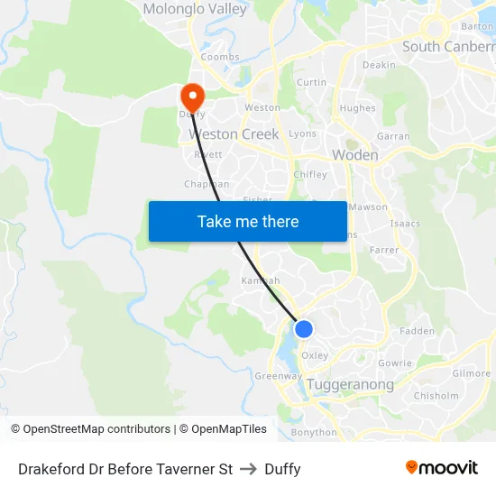 Drakeford Dr Before Taverner St to Duffy map
