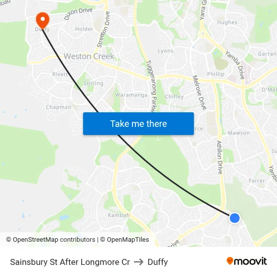 Sainsbury St After Longmore Cr to Duffy map