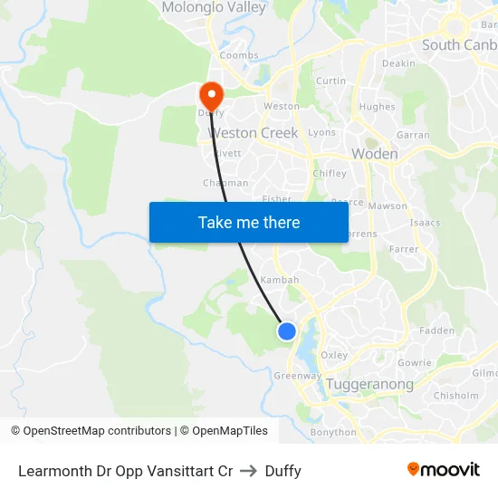 Learmonth Dr Opp Vansittart Cr to Duffy map