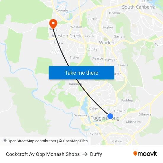 Cockcroft Av Opp Monash Shops to Duffy map