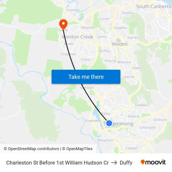 Charleston St Before 1st William Hudson Cr to Duffy map