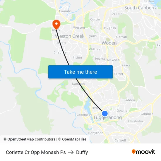 Corlette Cr Opp Monash Ps to Duffy map