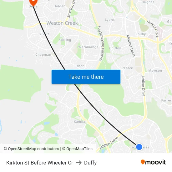 Kirkton St Before Wheeler Cr to Duffy map