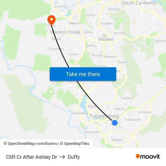 Clift Cr After Ashley Dr to Duffy map