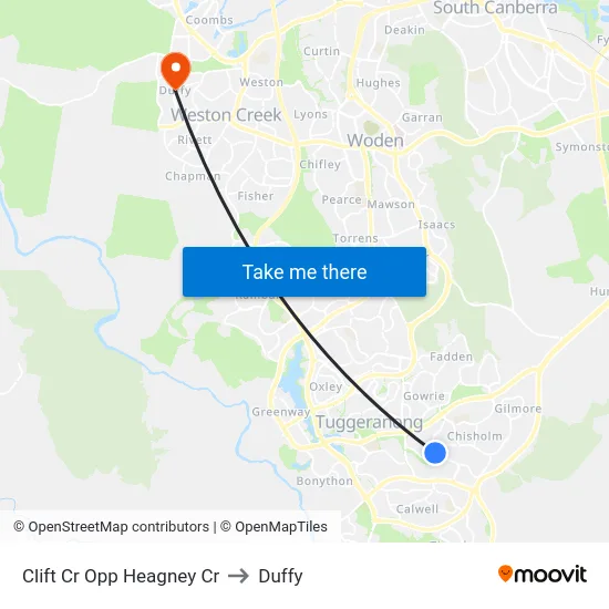 Clift Cr Opp Heagney Cr to Duffy map