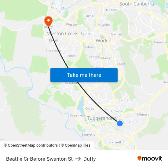 Beattie Cr Before Swanton St to Duffy map