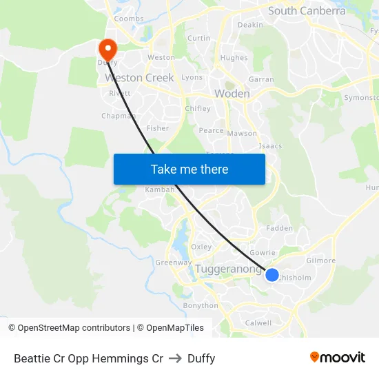 Beattie Cr Opp Hemmings Cr to Duffy map