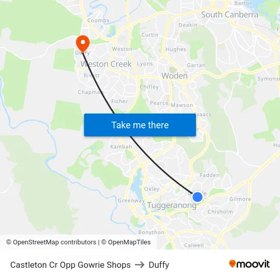 Castleton Cr Opp Gowrie Shops to Duffy map