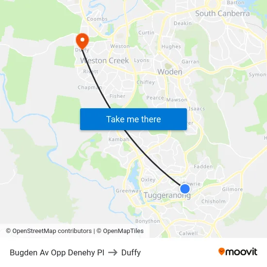 Bugden Av Opp Denehy Pl to Duffy map