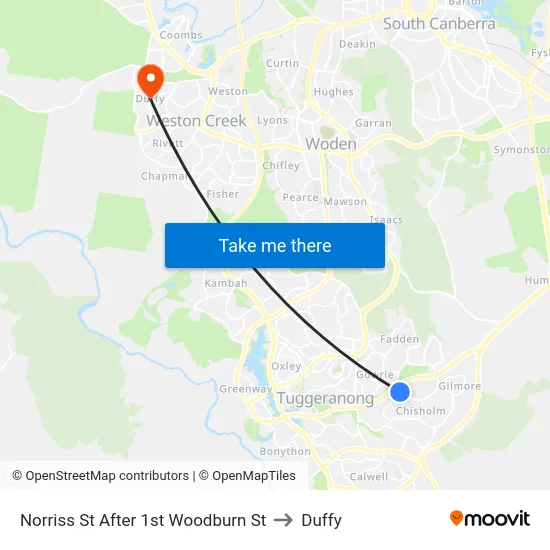 Norriss St After 1st Woodburn St to Duffy map