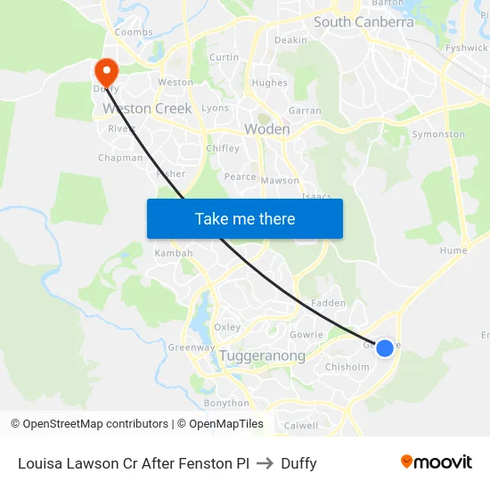 Louisa Lawson Cr After Fenston Pl to Duffy map