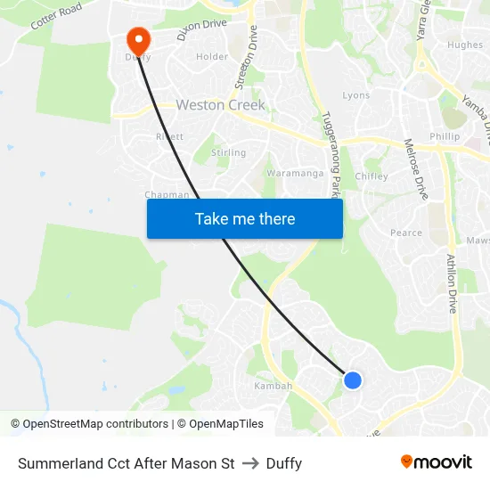 Summerland Cct After Mason St to Duffy map