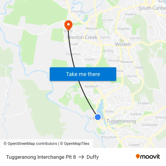 Tuggeranong Interchange Plt 8 to Duffy map