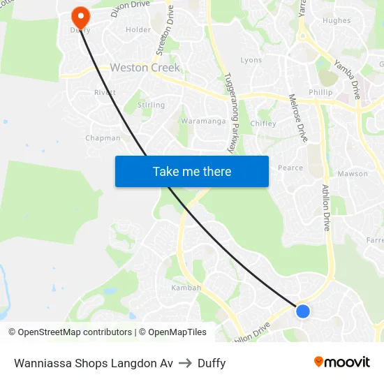 Wanniassa Shops Langdon Av to Duffy map
