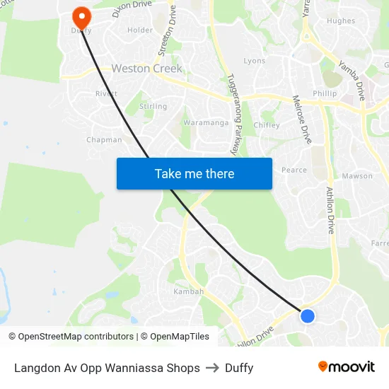 Langdon Av Opp Wanniassa Shops to Duffy map