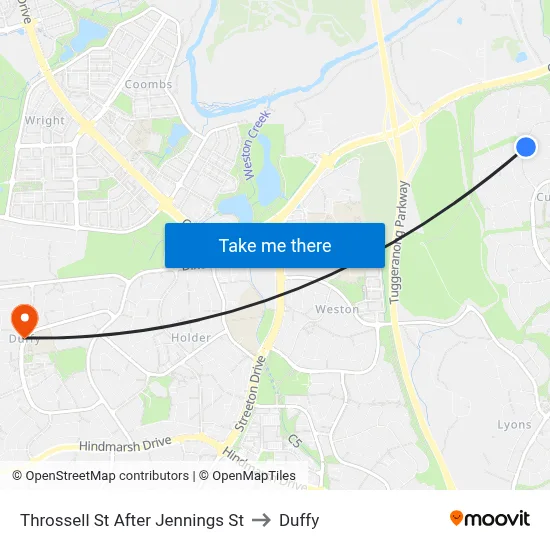 Throssell St After Jennings St to Duffy map