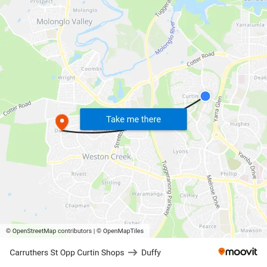 Carruthers St Opp Curtin Shops to Duffy map