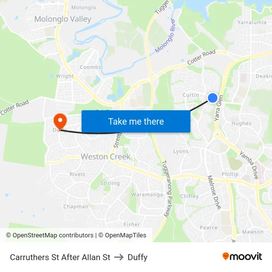 Carruthers St After Allan St to Duffy map