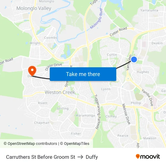 Carruthers St Before Groom St to Duffy map