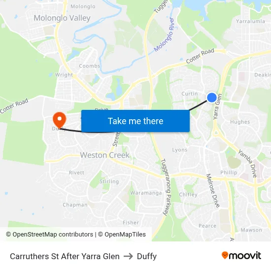 Carruthers St After Yarra Glen to Duffy map