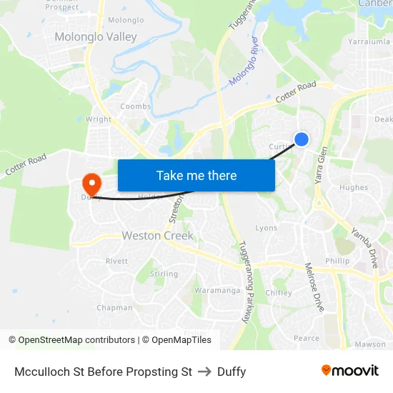 Mcculloch St Before Propsting St to Duffy map