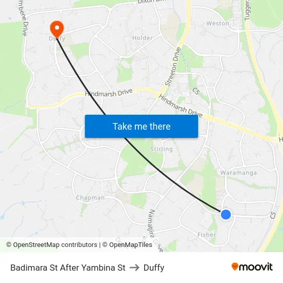 Badimara St After Yambina St to Duffy map