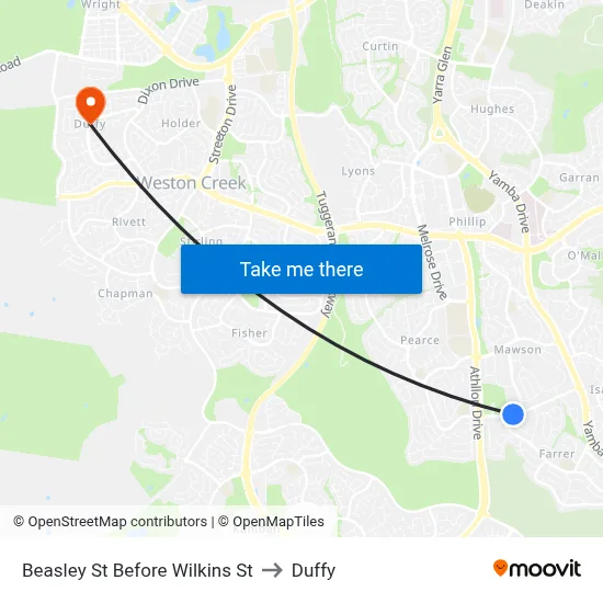 Beasley St Before Wilkins St to Duffy map