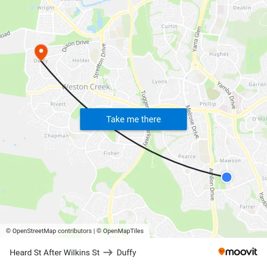 Heard St After Wilkins St to Duffy map
