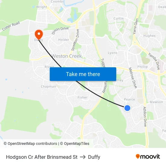 Hodgson Cr After Brinsmead St to Duffy map